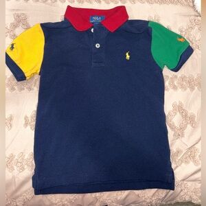 Polo Ralph Lauren Short Sleeve Color Block Cotton Mesh Henley Shirt Boys Size 5